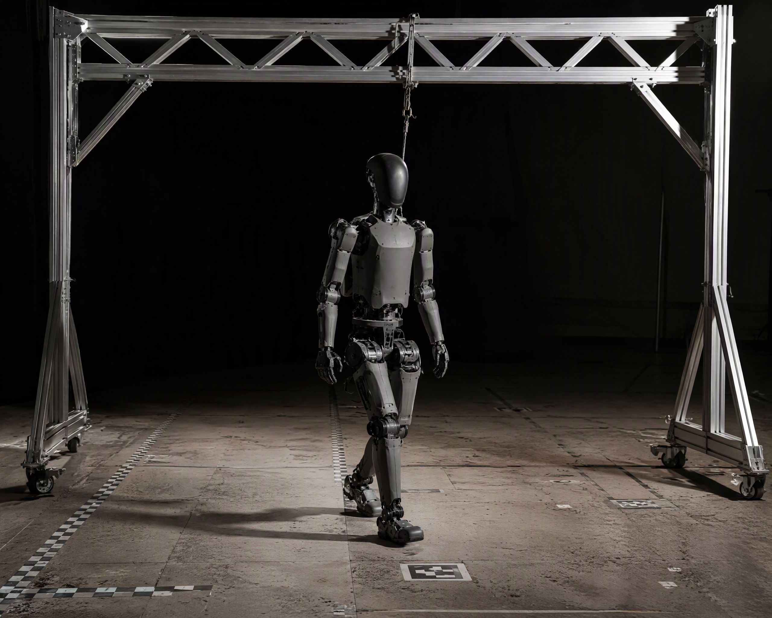 Humanoid robot during a witnessed acceptance run