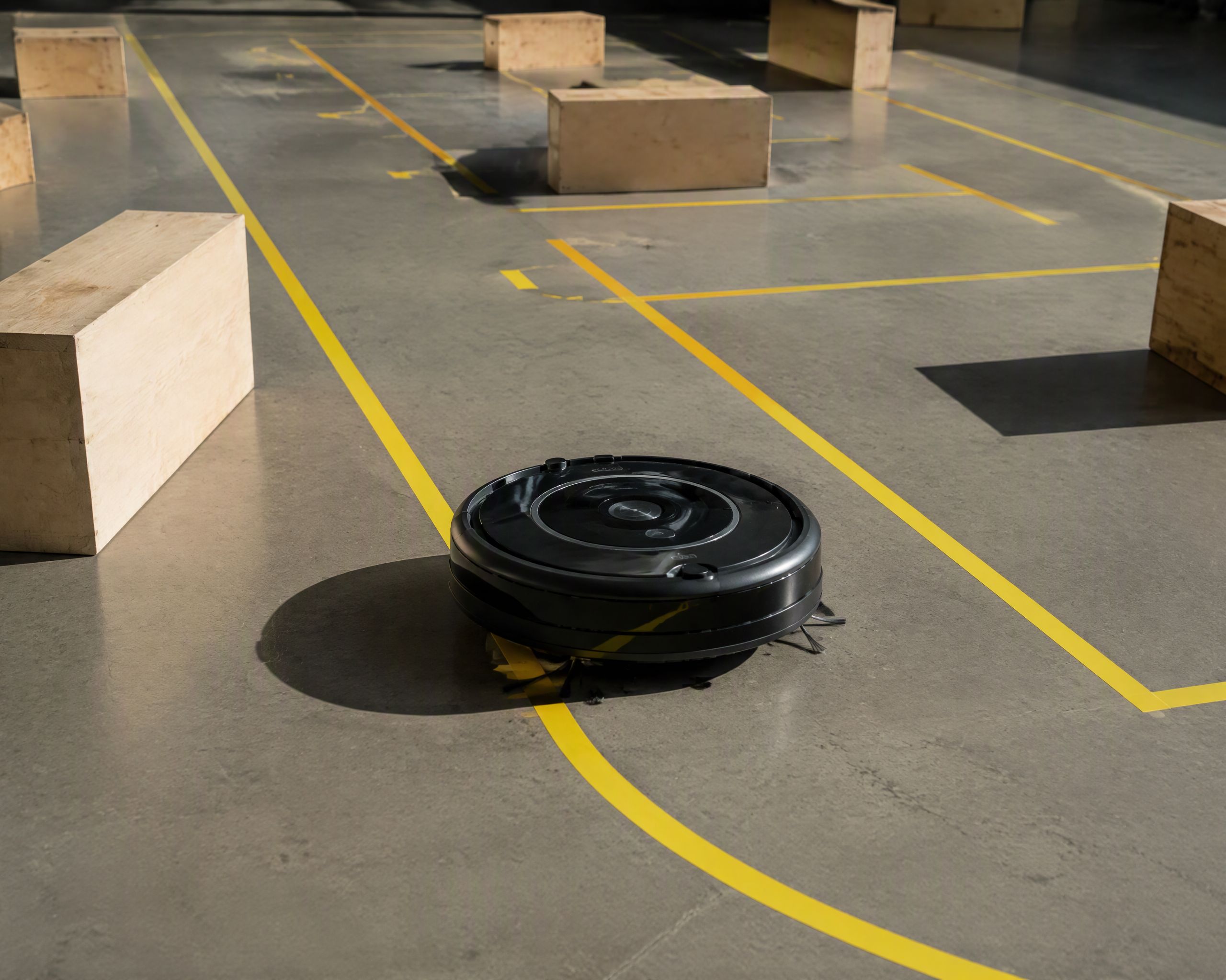 Robot vacuum or mower on the test course